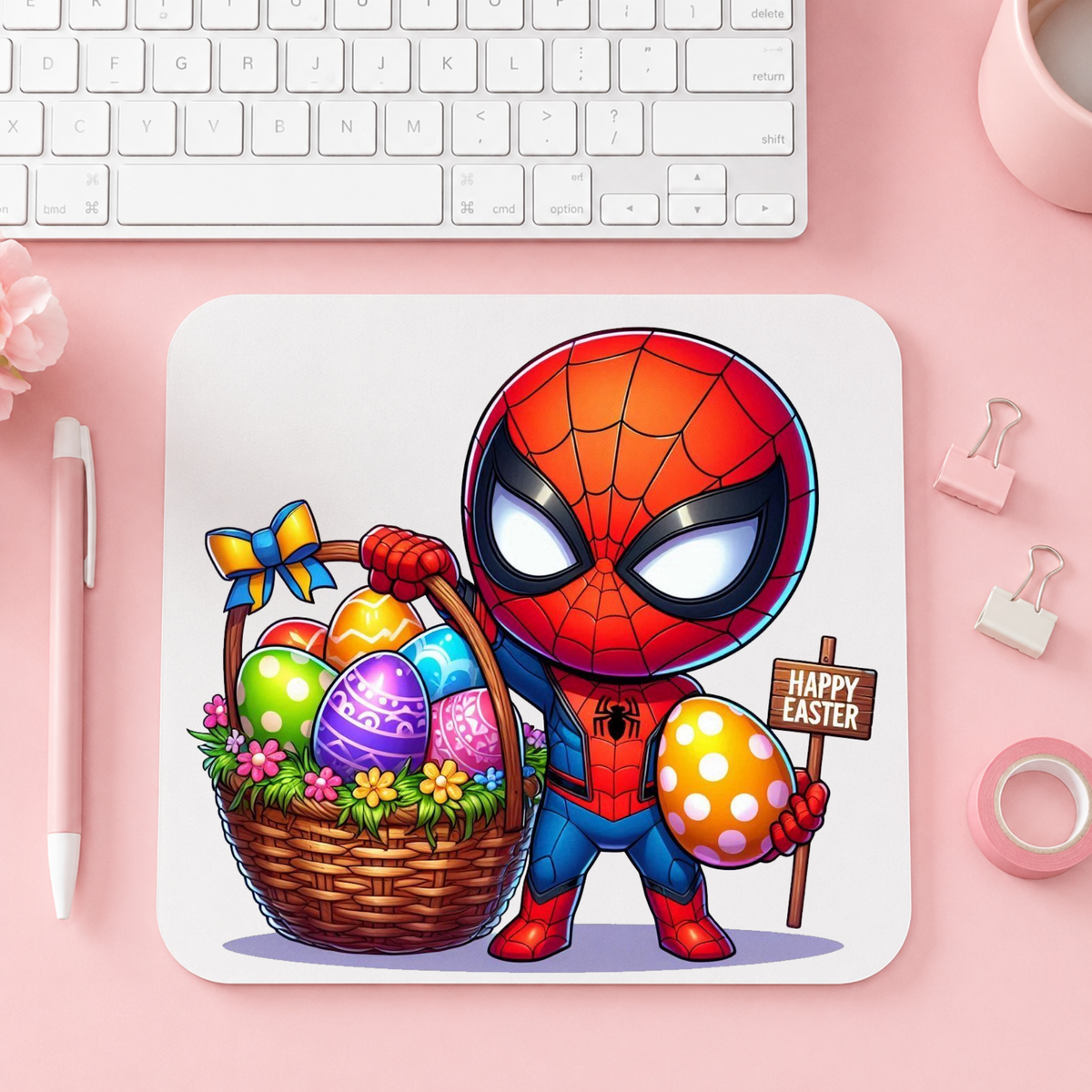 Spider-Man med Påskkorg | Musmatta | 20cm x 24cm