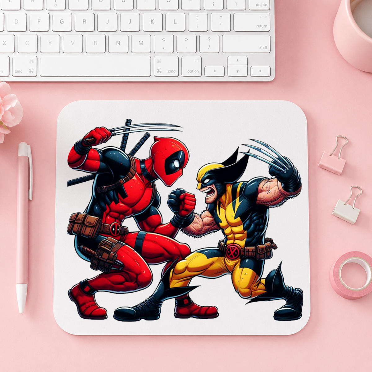 Wolverine och Deadpool Action | Musmatta | 20cm x 24cm