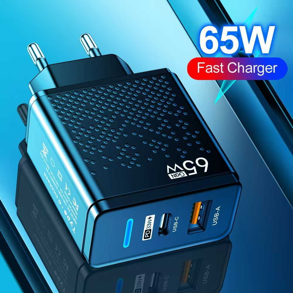 65W Dual Port Snabbladdare – USB-C & USB-A Strömadapter
