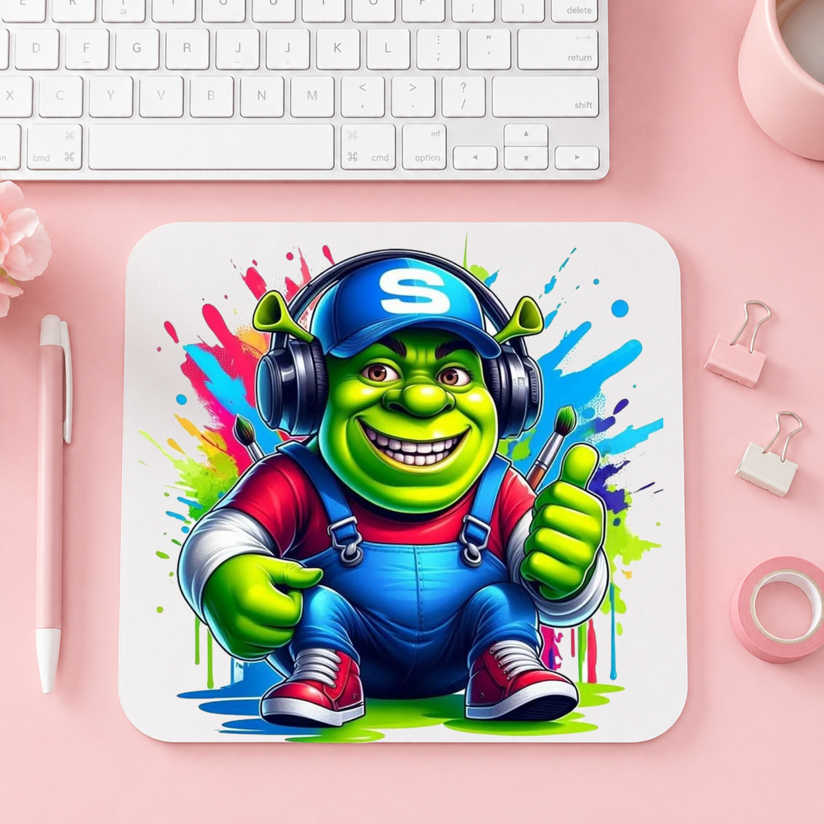 Rolig Gamer Shrek | Musmatta | 20cm x 24cm