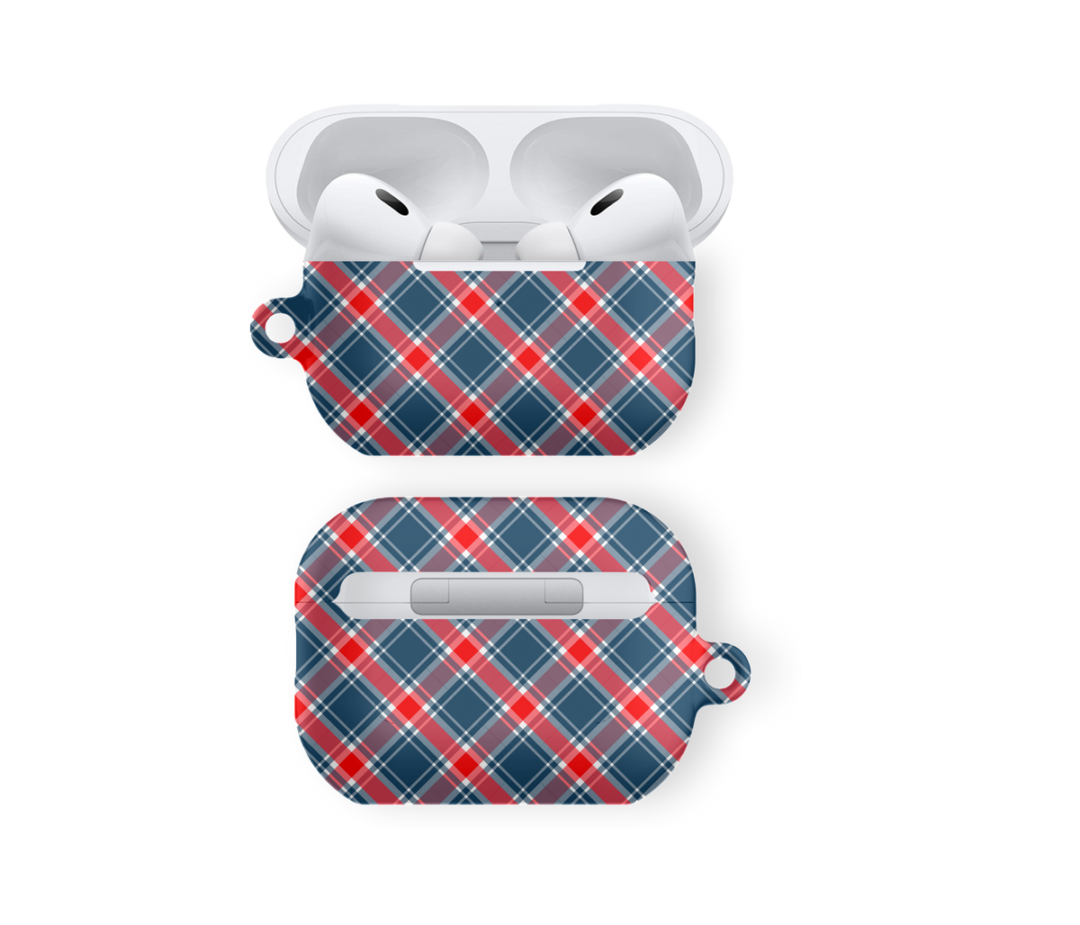 Chic Diagonal Plaid Navy & Crimson - Airpods Skal