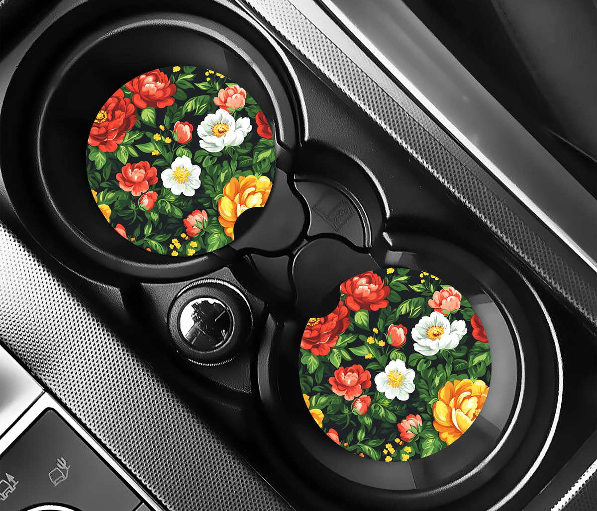 Romantisk Flora (2-pack) Bilunderlägg för mugghållare