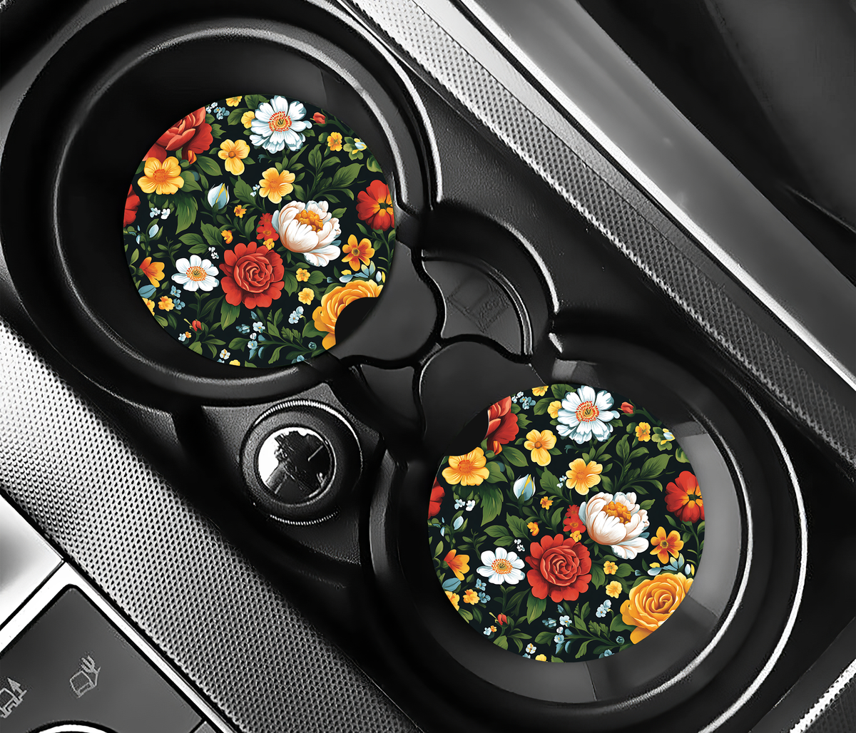 Blommande Äng (2-pack) Bilunderlägg för mugghållare