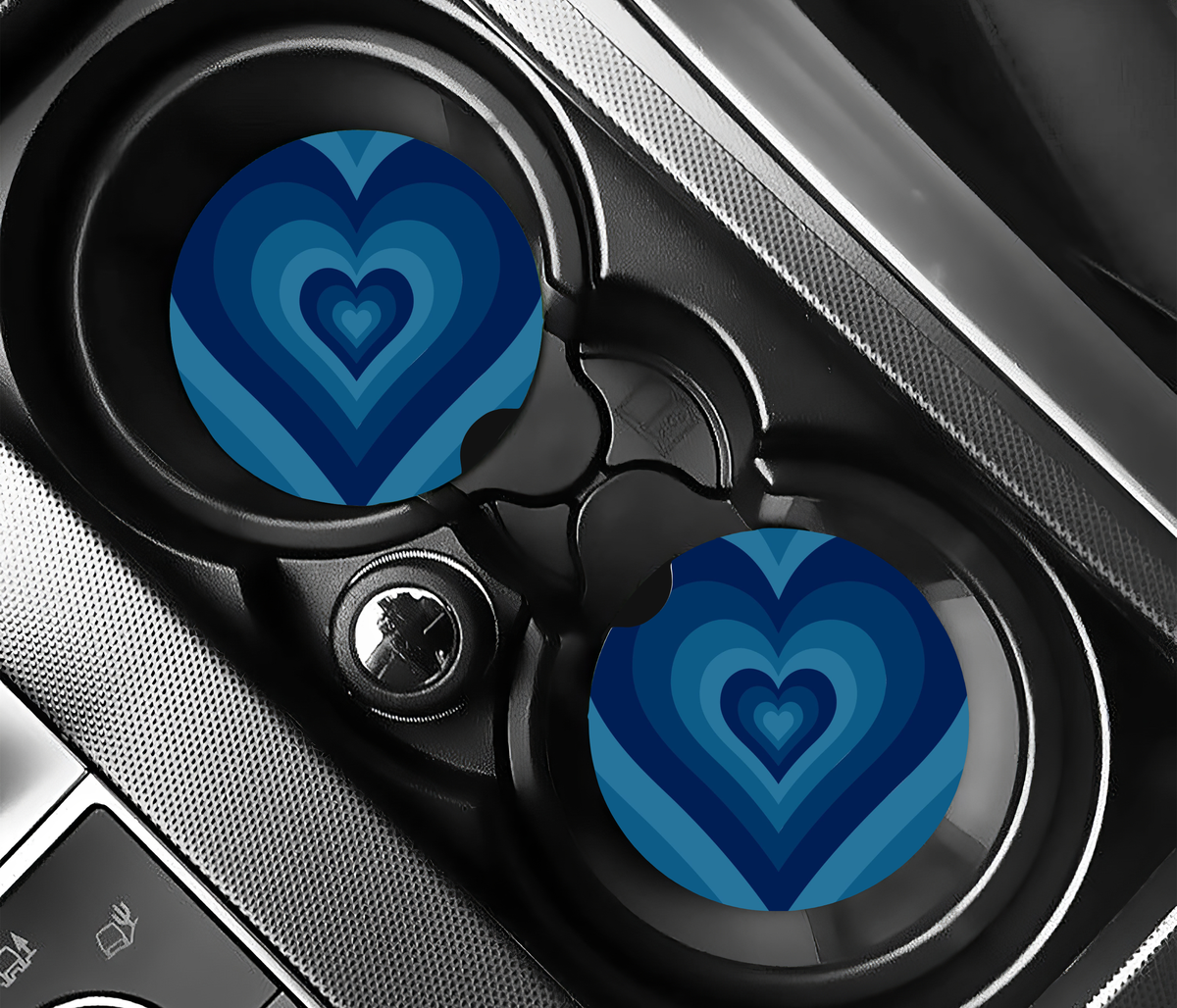 Heart Deep Blue Edition ( (2-pack) Bilunderlägg för mugghållare
