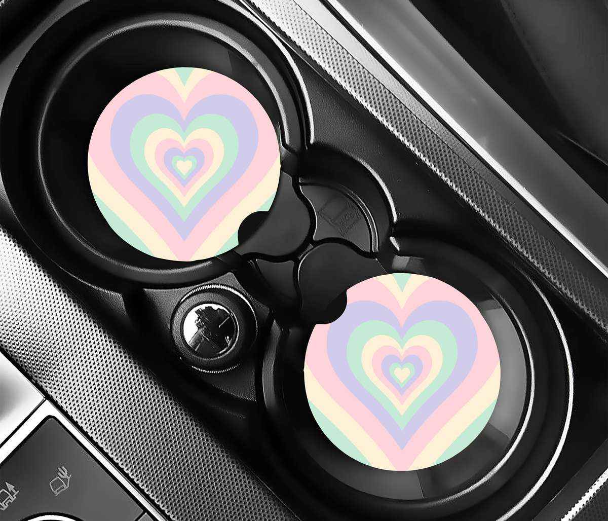 Pastel Heart Edition ( (2-pack) Bilunderlägg för mugghållare