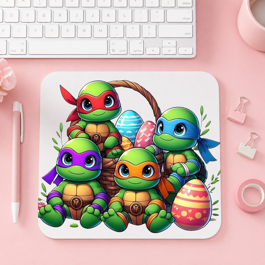 Små Ninjasköldpaddor & Ägg | Musmatta | 20cm x 24cm