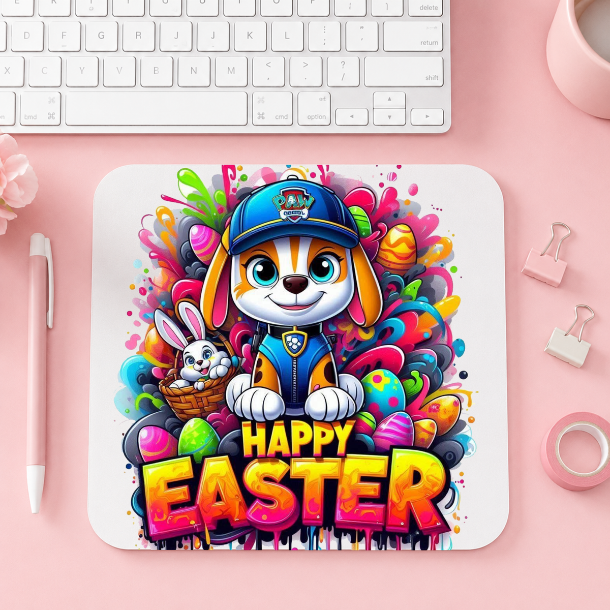 PAW Patrol Happy Easter med Chase | Musmatta | 20cm x 24cm