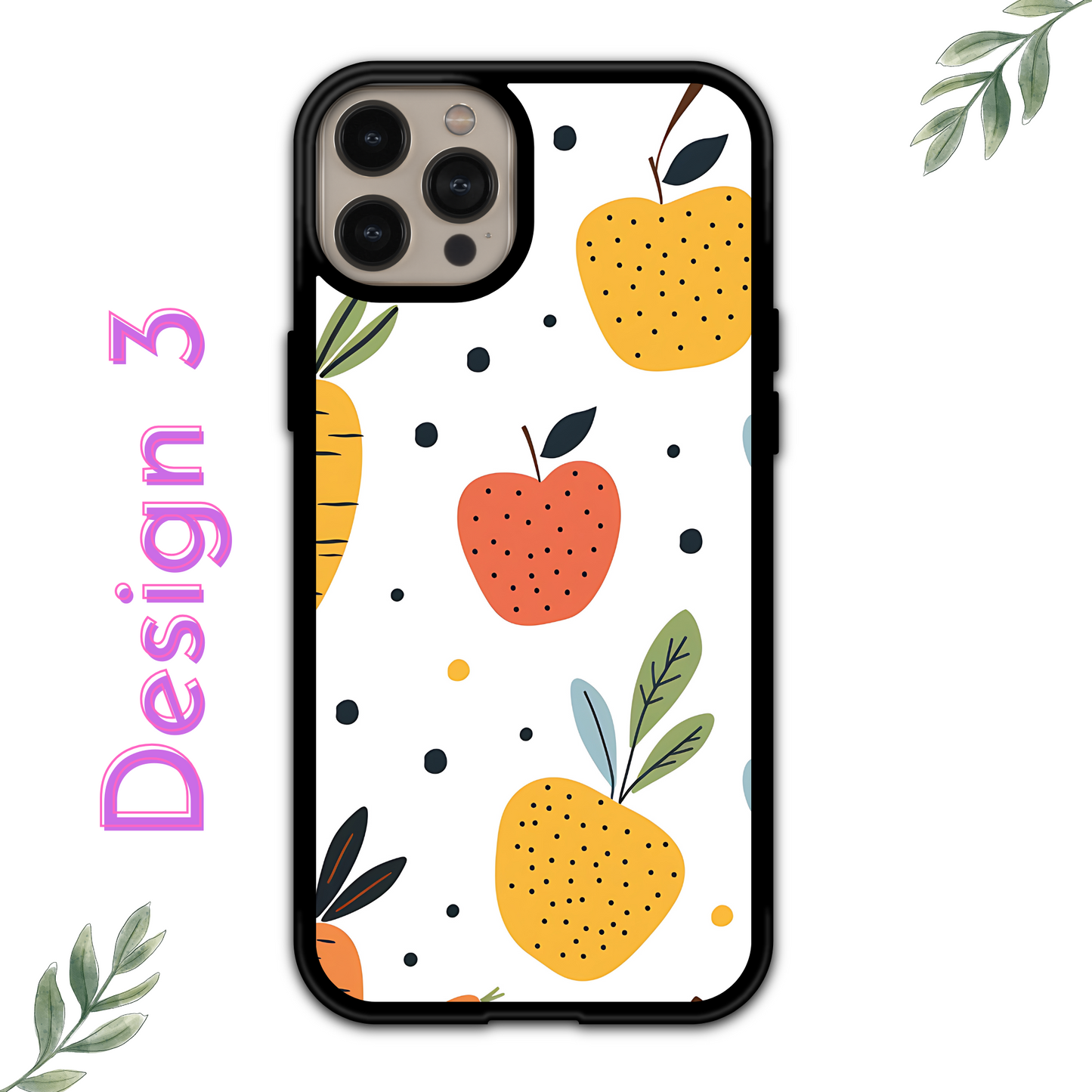 iPhone Skal - Äpple / Jordgubbar / Morot