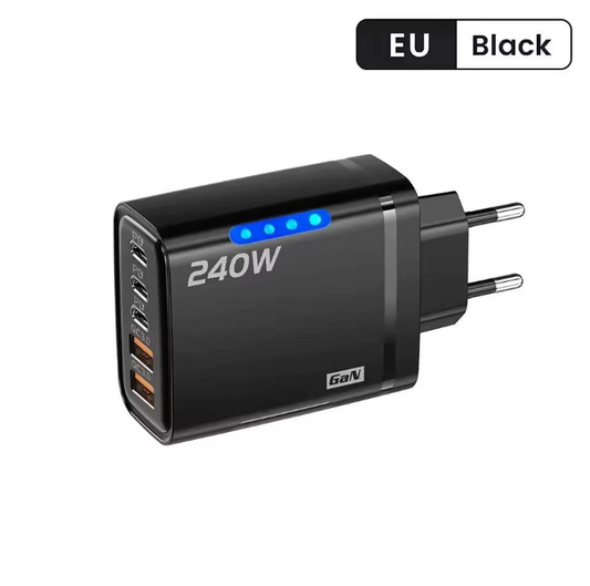 240W GaN Snabbladdare 5-i-1 – 3x USB-C (PD) + 2x USB-A (QC 3.0)