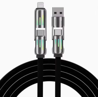 Multifunktions Laddkabel med LED – USB-A & USB-C till Lightning/USB-C (4-i-1)