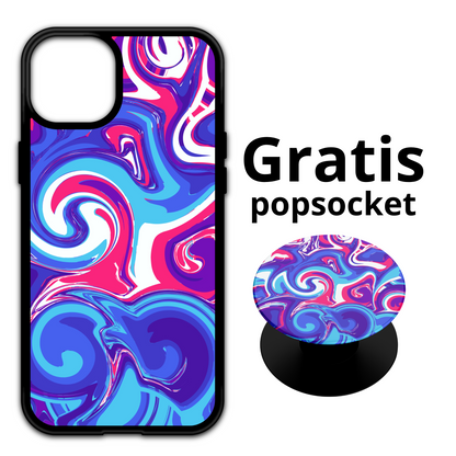 iPhone - Marble mobilskal med exklusivt mönster - ingår 1 gratis Popsocket