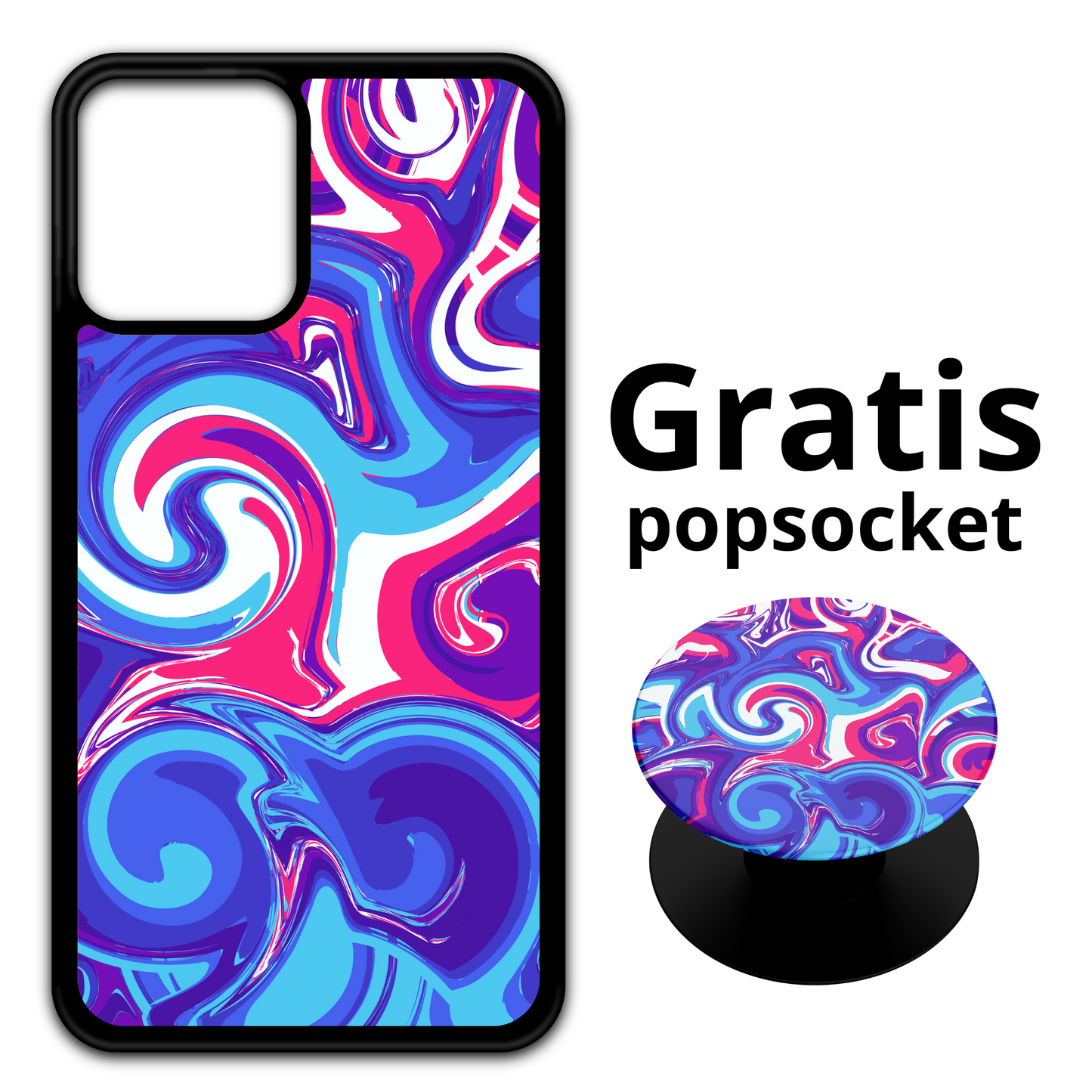 iPhone - Marble mobilskal med exklusivt mönster - ingår 1 gratis Popsocket