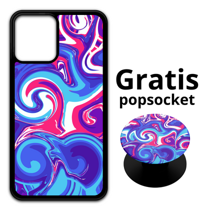 iPhone - Marble mobilskal med exklusivt mönster - ingår 1 gratis Popsocket