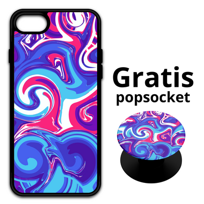iPhone - Marble mobilskal med exklusivt mönster - ingår 1 gratis Popsocket