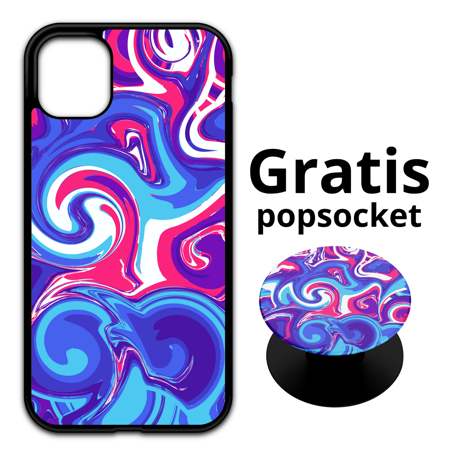 iPhone - Marble mobilskal med exklusivt mönster - ingår 1 gratis Popsocket