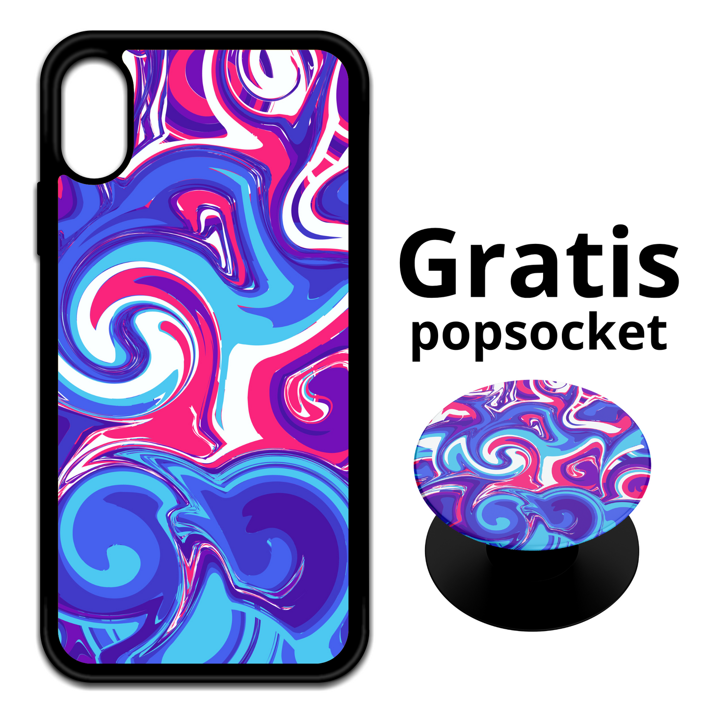 iPhone - Marble mobilskal med exklusivt mönster - ingår 1 gratis Popsocket