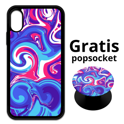 iPhone - Marble mobilskal med exklusivt mönster - ingår 1 gratis Popsocket