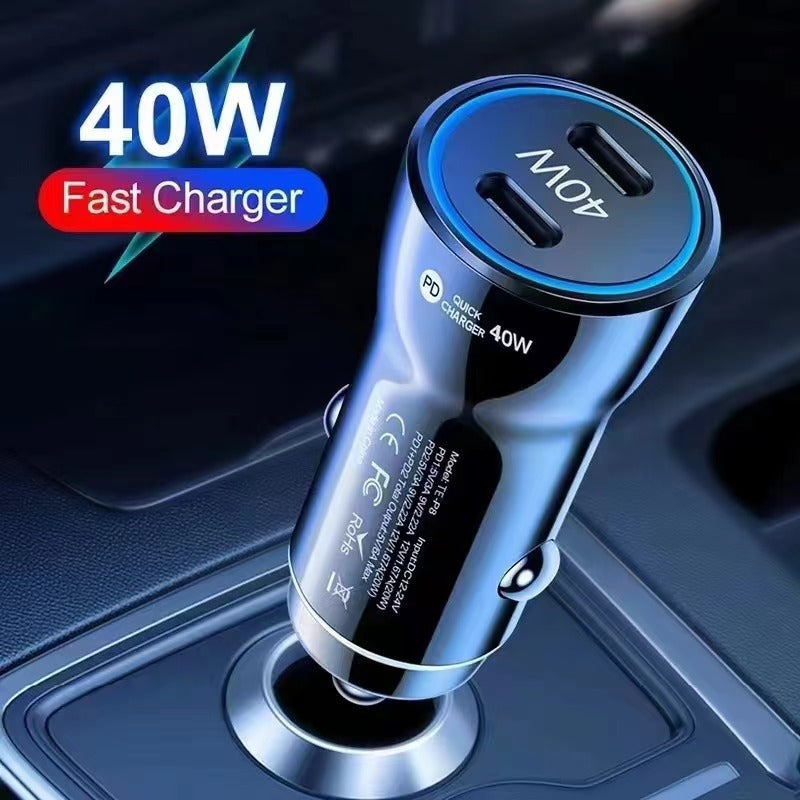 40W Dubbel USB-C Billaddare – Snabb PD-laddning för Bil & Lastbil