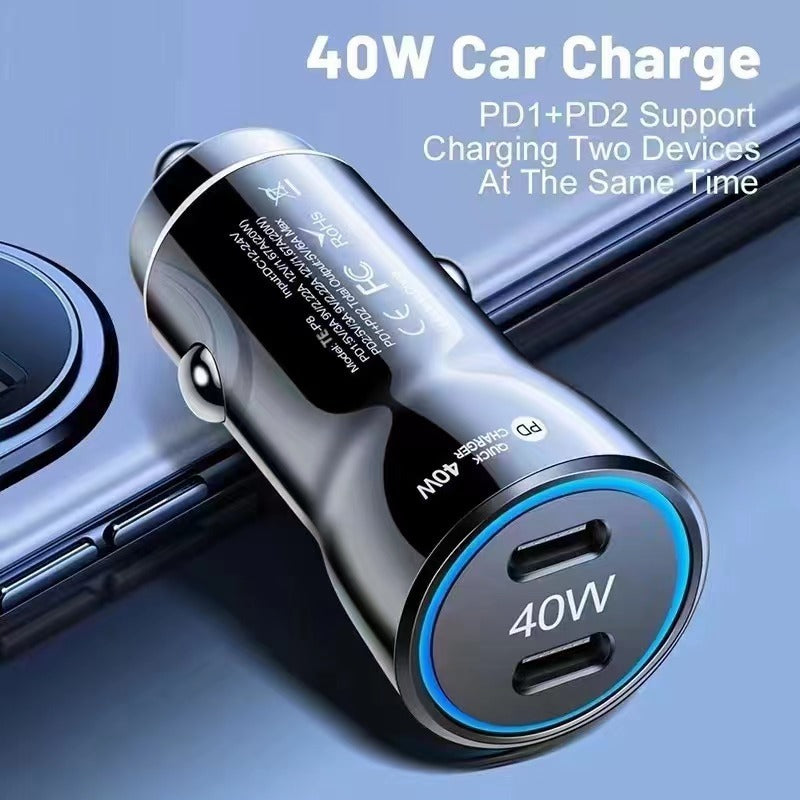40W Dubbel USB-C Billaddare – Snabb PD-laddning för Bil & Lastbil