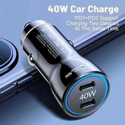 40W Dubbel USB-C Billaddare – Snabb PD-laddning för Bil & Lastbil