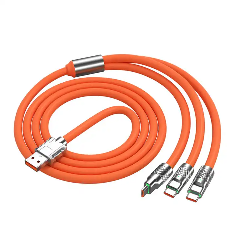 Multifunktions 120W 3-i-1 Snabbladdningskabel – USB-A till USB-C / Micro-USB / Lightning