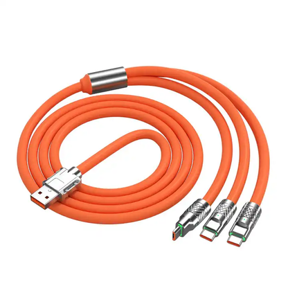 Multifunktions 120W 3-i-1 Snabbladdningskabel – USB-A till USB-C / Micro-USB / Lightning