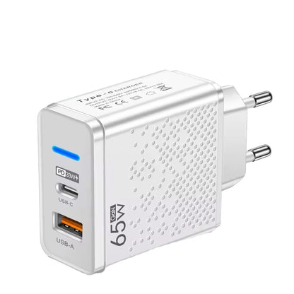 65W Dual Port Snabbladdare – USB-C & USB-A Strömadapter