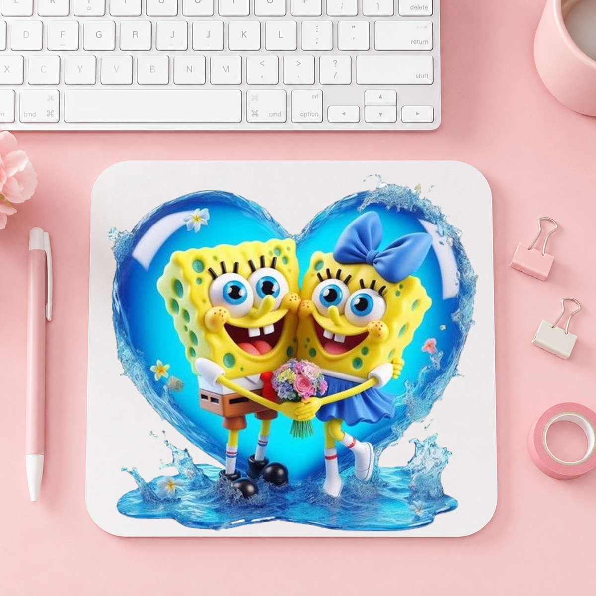Romantic SpongeBob Couple Gaming | Musmatta | 20cm x 24cm