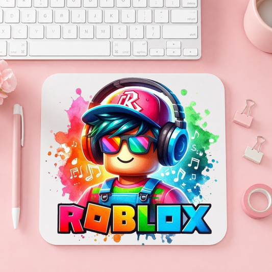 Roblox Gamer Avatar med Musikslingor | Musmatta | 20cm x 24cm