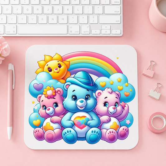 Cute Bears Cloud & Rainbow Mousepad | Musmatta | 20cm x 24cm
