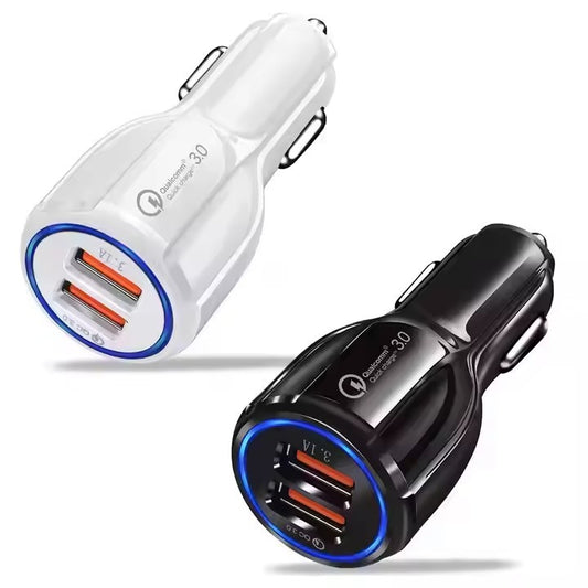 Dubbel USB Billaddare med QC 3.0 Snabbladdning & LED-belysning