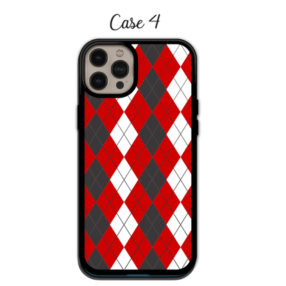Bold Red & Charcoal Argyle | iPhone | Samsung | Huawei | Google Pixel | Xiaomi