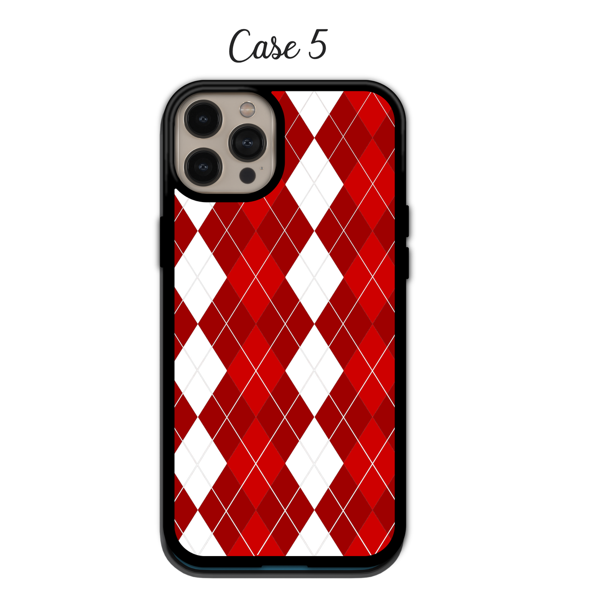 Bold Red & Charcoal Argyle | iPhone | Samsung | Huawei | Google Pixel | Xiaomi