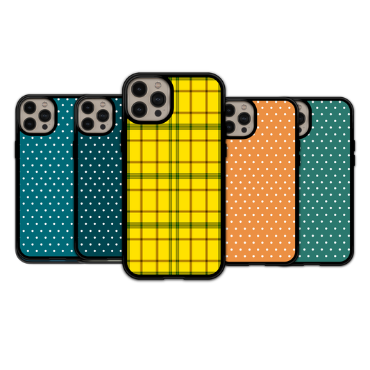 Vibrant Yellow Plaid & Polka Dot | iPhone | Samsung | Huawei | Google Pixel | Xiaomi