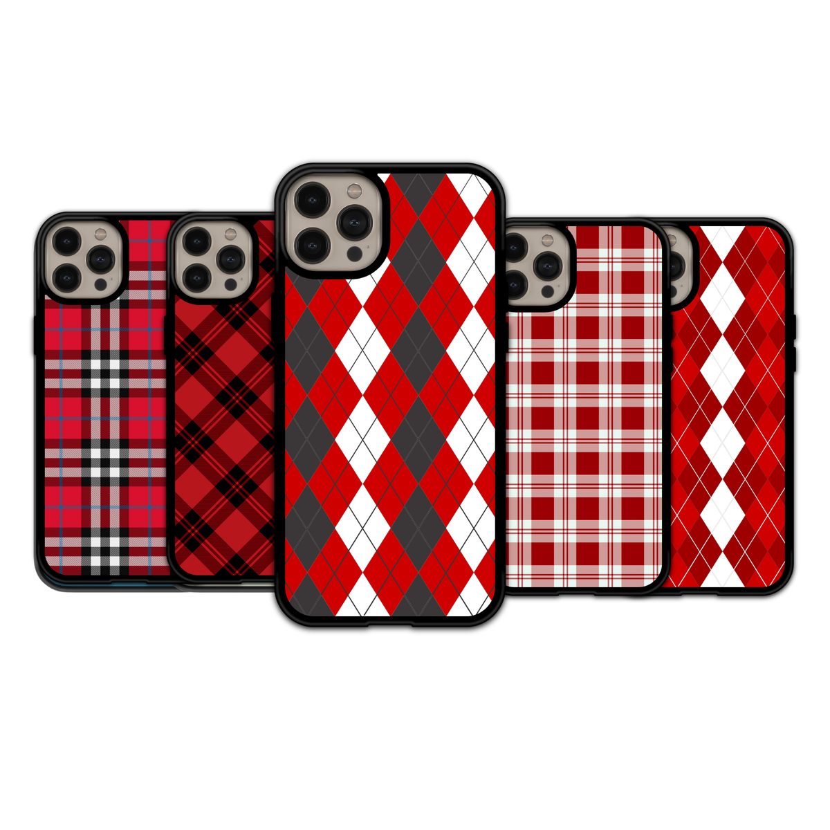 Bold Red & Charcoal Argyle | iPhone | Samsung | Huawei | Google Pixel | Xiaomi