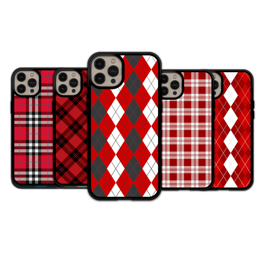 Bold Red & Charcoal Argyle | iPhone | Samsung | Huawei | Google Pixel | Xiaomi