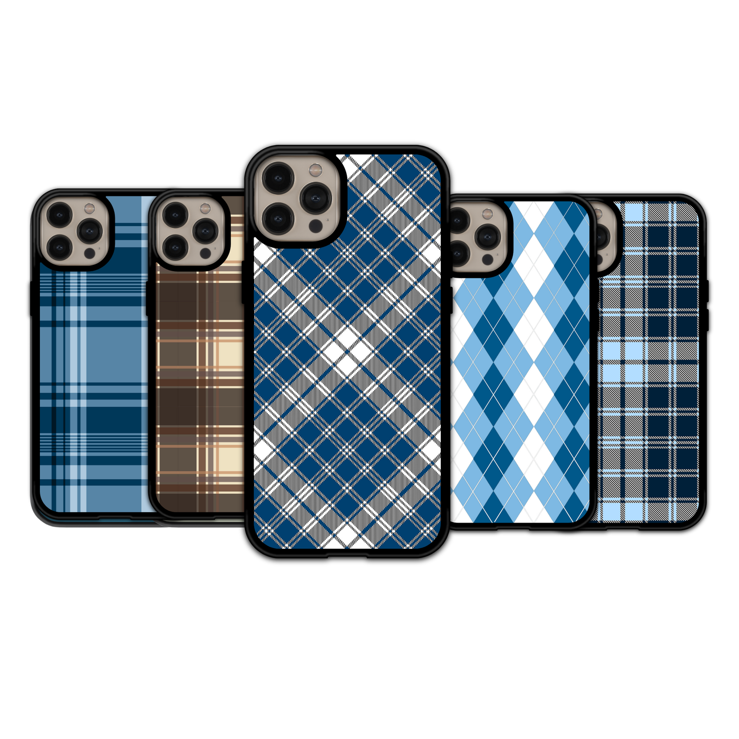 Navy Diagonal Plaid | iPhone | Samsung | Huawei | Google Pixel | Xiaomi