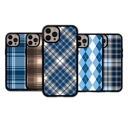 Navy Diagonal Plaid | iPhone | Samsung | Huawei | Google Pixel | Xiaomi