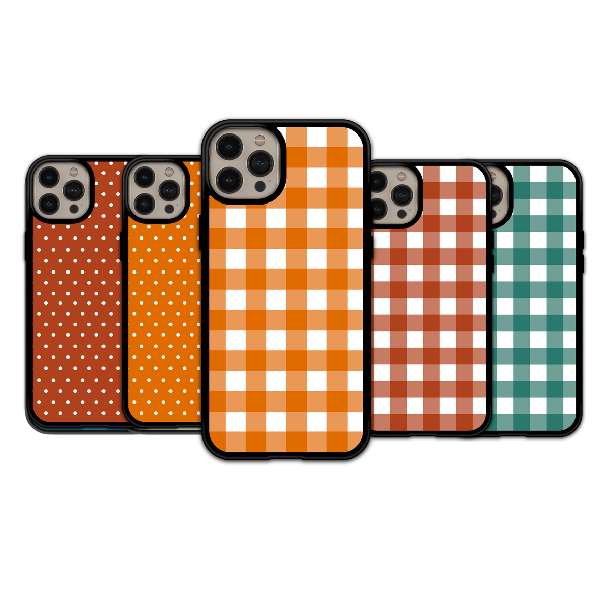 Warm Orange Gingham & Polka Dot | iPhone | Samsung | Huawei | Google Pixel | Xiaomi