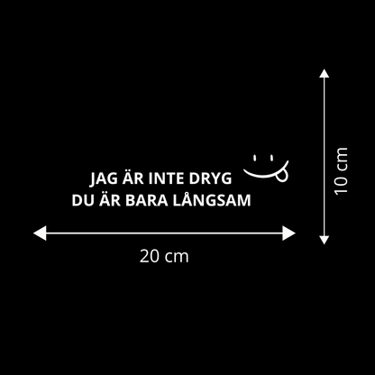 JAG ÄR INTE DRYG - DU ÄR BARA LÅNGSAM