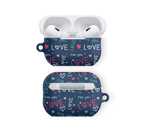 Navy Love Typography - Airpods Skal