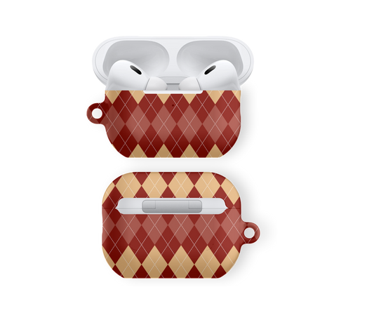 Cozy Burgundy Argyle Vibe - Airpods Skal