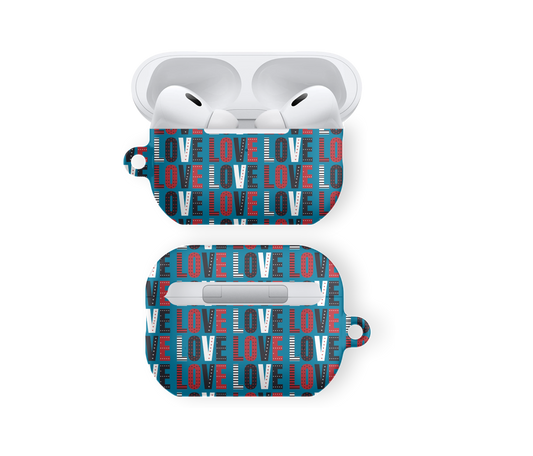 Blue Love Typography - Airpods Skal