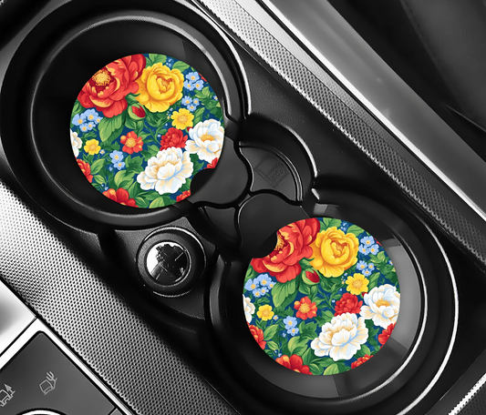 Colorful Garden Bouquet (2-pack) Bilunderlägg för mugghållare