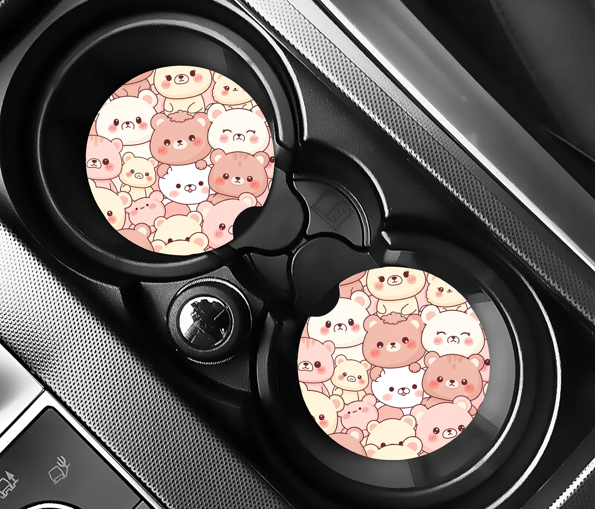 Kawaii Bear Hugs ( (2-pack) Bilunderlägg för mugghållare