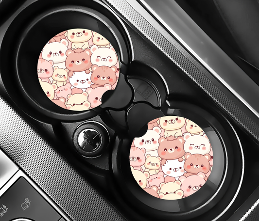Kawaii Bear Hugs ( (2-pack) Bilunderlägg för mugghållare