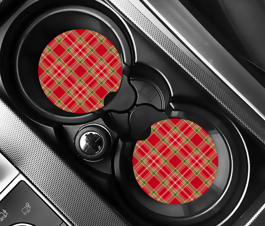 Traditional Holiday Tartan ( (2-pack) Bilunderlägg för mugghållare