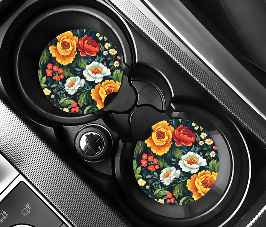 Blomster (2-pack) Bilunderlägg för mugghållare