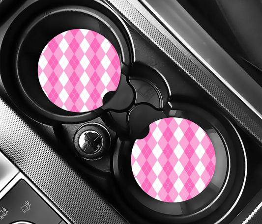 Preppy Pink Diamond Style ( (2-pack) Bilunderlägg för mugghållare