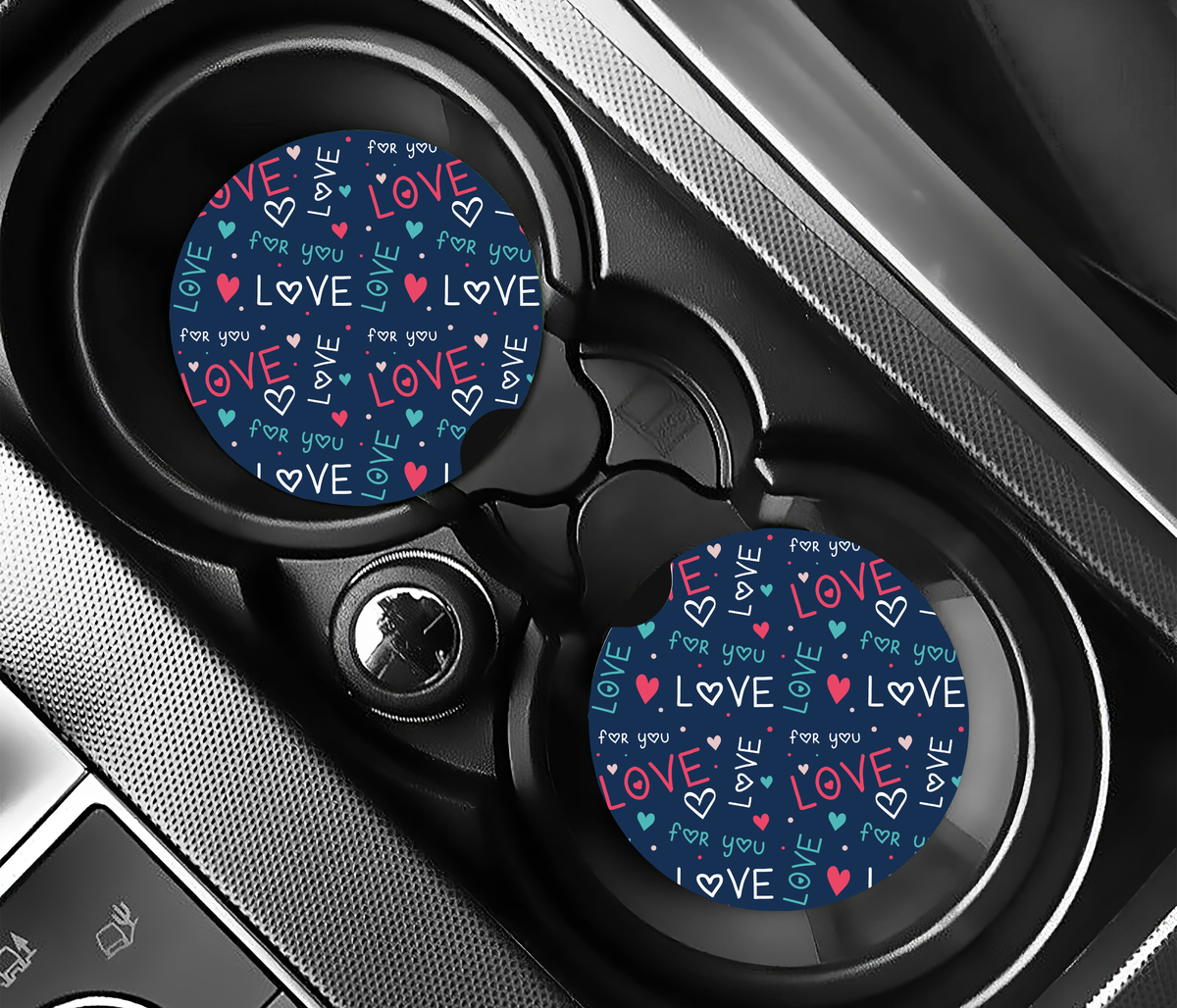 Sweet Love Typography ( (2-pack) Bilunderlägg för mugghållare